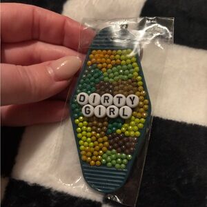 Camo girl handmade by me jewelled keychain double sided